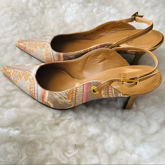 Elegant Multicolor Slingback Heels - Picture 1 of 9